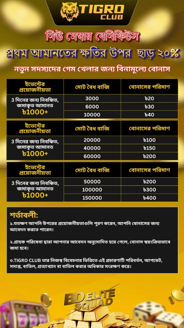 TIGRO CLUB নতুন সদস্য অফার